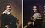 Man Canvas Paintings - Portrait of a Man and Portrait of a Woman